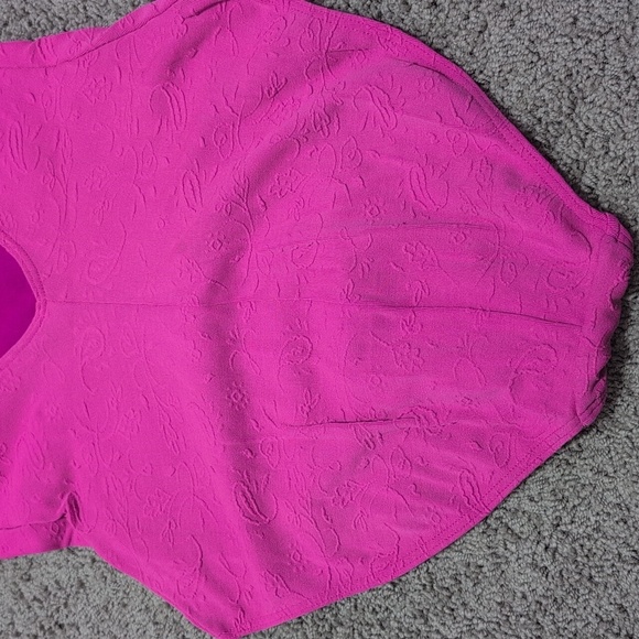 Vintage Christina Pink Floral Textured One Piece Leotard Swim Bodysuit Aerobics - Picture 7 of 11